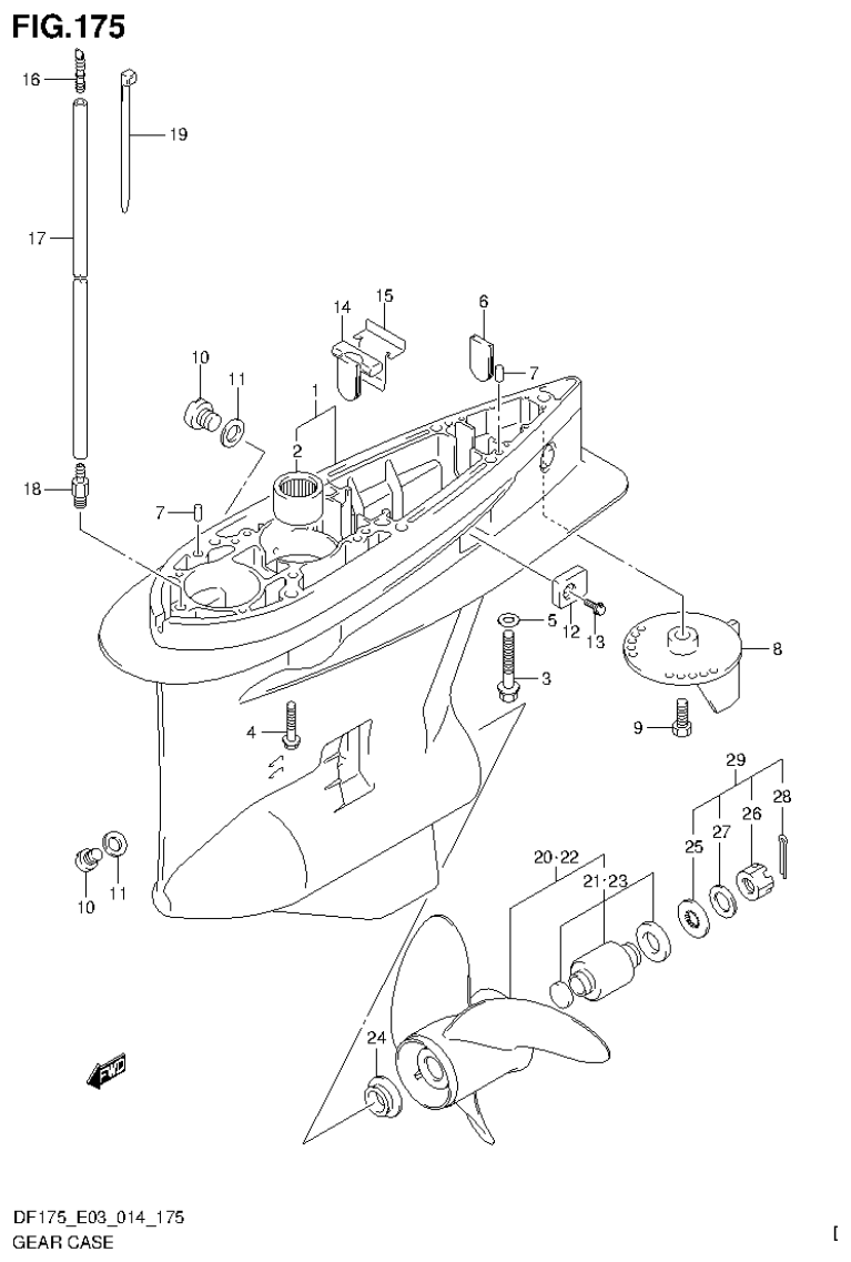 Suzuki DF175ZG GEAR CASE (DF175TG E03) parts diagram